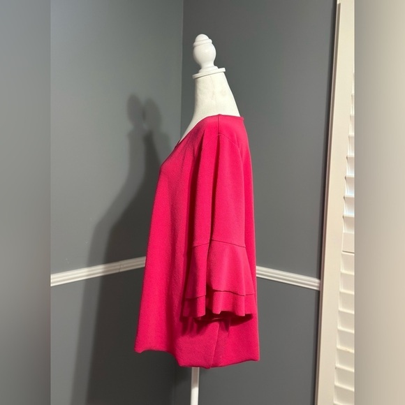 Lane Bryant Hot Pink Blouse Shirt with Ruffle Bell Sleeves Size 22/24 - Picture 8 of 9